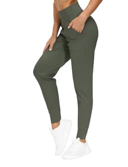 THE GYM PEOPLE Women's Joggers Pants Lightweight Athletic Leggings Tapered Lounge Pants for Workout, Yoga, Running Olive Green