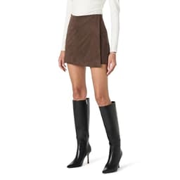 The Drop Women’s Kamila A-Line Mini Skort, Faux Suede Hot Fudge, L