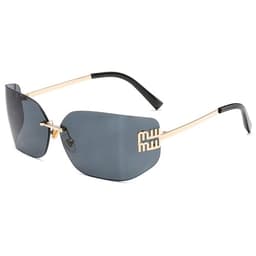 Bsreyeop Futuristic Rimless Y2K Sunglasses for Women Men Fashion Wrap Around Frame Trendy Shield Frameless Design (Gray C3)