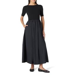 The Drop Women’s Barrett Short Sleeve Mixed Media Dress, Black, L