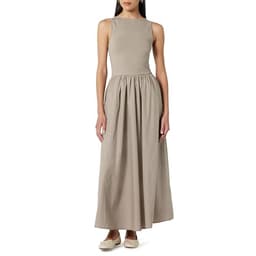 The Drop Women's Dia Mixed Fabric Midi Tank Dress Vintage Khaki, L