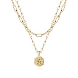 M MOOHAM Gold Necklace for Women Gifts - Initial Necklaces for Women Initial A Necklace Layered Necklaces Gold Jewelry