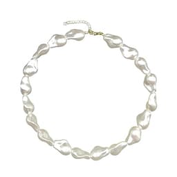 Pearl Necklaces for Women Chunky Pearl Choker Necklaces Baroque Pearl Necklace Dainty White Pearl Beaded Necklace Vintage Pearl Charm Choker Necklace Birthday Wedding Jewelry for Women
