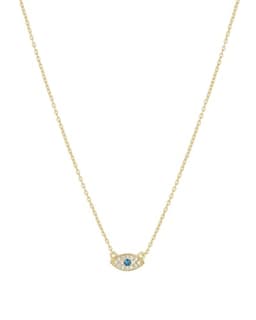 gorjana - Evil Eye Pendant Necklace - 18K Gold Plated - Adjustable Link Chain wITH White CZ and London Blue Nanogem Talisman - Perfect for Layering - Long-Lasting