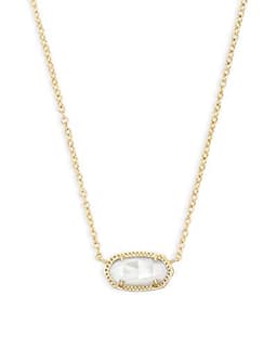 Kendra Scott Elisa Short Pendant Necklace for Women, Dainty Fashion Jewelry, 14k Gold-Plated, Ivory Mother of Pearl