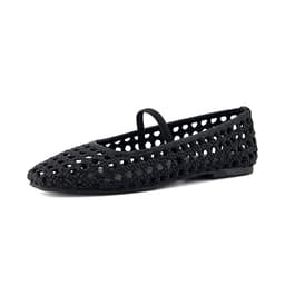 CUSHIONAIRE Women's Weavy Squared Toe Woven Ballet Flat, +Memory Foam, Wide Widths Available Black 10