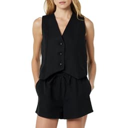 The Drop Women's ESMA Linen Vest Black, L