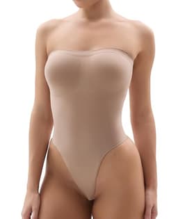 SHAPERX Strapless Bodysuit for Women Tummy Control Seamless Shapewear Thong Body Shaper with Invisible & Removable Straps,SZ5216-Sienna-L/XL