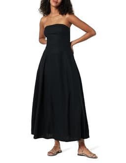 The Drop Women's Carlota Strapless Linen Maxi Dress, Black, L