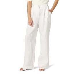 The Drop Women’s Amalia Relaxed Pleated Trousers, White Linen, XL