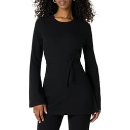 The Drop Women’s Black Long Ribbed Tunic Top, L