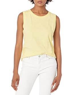 The Drop Women's Nicole Crew-Neck Muscle Tank Top, Pastel Yellow, L
