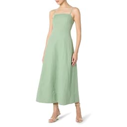 The Drop Women’s Daphne Square Neck Linen Maxi Dress, Iceberg Green, L