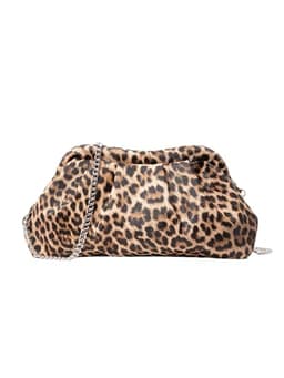 Verdusa Women's Leopard Print Ruched Clutch Purse Evening Handbag with Chain Strap Brown Leopard One-Size