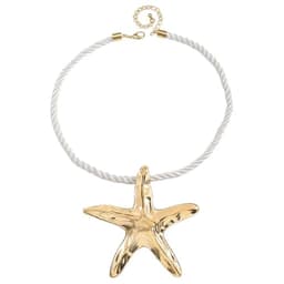 Dtja Large Starfish Pendant Necklace for Women Handmade Hammered Star Shaped Ocean Sea Marine Life Rope Chain Adjustable Necklaces Fashion Chic Beach Holiday Party Jewelry 20" (Gold)