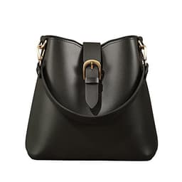 Town Bucket Vegan Leather Bag For Women (Olive Green) Hobo Retro Faux Casual Purse Classic Vintage Simple Shoulder Handbag