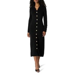 The Drop Women’s Black Gold Button Sweater Midi Dress, L