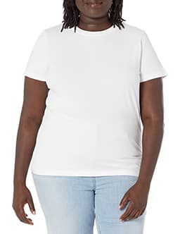 The Drop Women's Courtney Short Sleeve Tiny Crew Neck Jersey T-Shirt Shirt, -White, XL