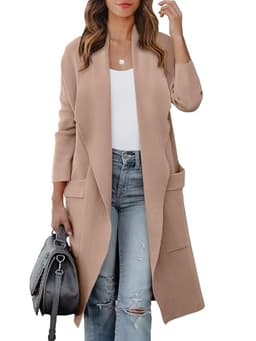 ANRABESS Women's Long Cardigan Sweater 2025 Spring Fashion Casual Oversized Knit Open Front Coatigan Jacket Coat Outfits Peach Brown Khaki Large
