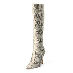 The Drop Women's Gemini Tall Heeled Boot, Natural Snake, 9.5