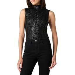 The Drop Women’s Skye Metallic Cropped Vest, Black Foil, XL