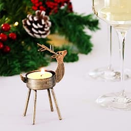Kurala 6 Pack Metal Reindeer Tea Light Candle Holders, Christmas Table Decorations Centerpieces