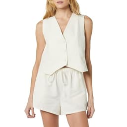 The Drop Women's ESMA Linen Vest Ivory, L