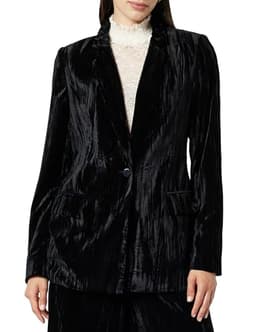 The Drop Women's Blake Long Blazer, Black Velvet, Large