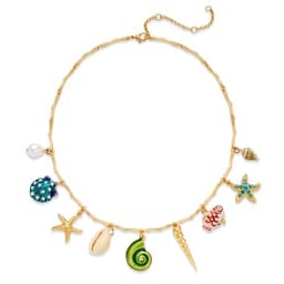 LILIE&WHITE Sea Shell Necklace For Women With Colorful Ocean Charms Gold Starfish Necklace Green Conch Snail Shell Necklaces Seashell Necklaces Summer Beach Mermaid Trendy Jewelry