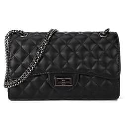 Gladdon Quilted Crossbody Purse for Women Trendy Ladies Shoulder Bag with Chain Designer Purses Black II
