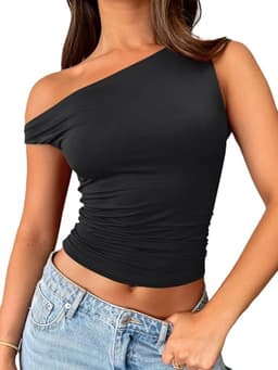 Trendy Queen Womens Off The Shoulder Tops Summer Shirts Going Out Crop Tank Top Y2K T Corset Tube Cute Fashion Outfits Black L