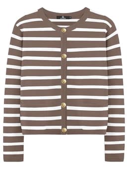 LILLUSORY Women's Striped Cardigan Sweaters Fall Outfits Clothes Fashion Trendy Long Sleeve Tops Casual Knit Lady Jackets Nutmeg White L