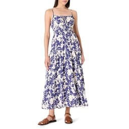 The Drop Women's Tavia Tie-Front Tiered Maxi Dress, Skipper Blue Floral, L