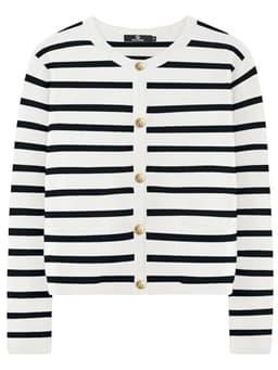LILLUSORY Women's Striped Cardigan Sweaters Fall Outfits Clothes Fashion Trendy Long Sleeve Tops Casual Knit Lady Jackets White Black M