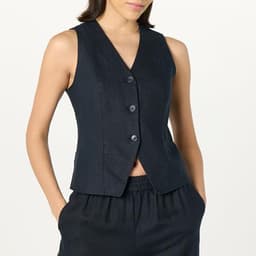 The Drop Women’s Easy Vest, Black Linen, L