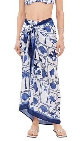 MINKPINK Women's Sylvie Sarong, Postcard-Floral, Print, Blue, One Size