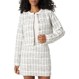 The Drop Women’s Aida Cropped Boucle Jacket, Ivory Boucle, L