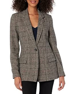 The Drop Women's Blake Long Blazer, Plaid, Medium