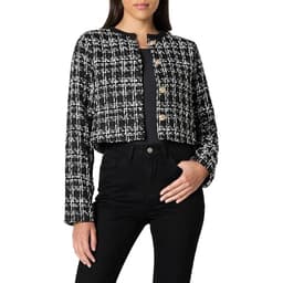 The Drop Women's Aida Cropped Boucle Jacket Black, L
